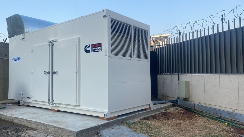 Installed industrial generator in outdoor enclosure