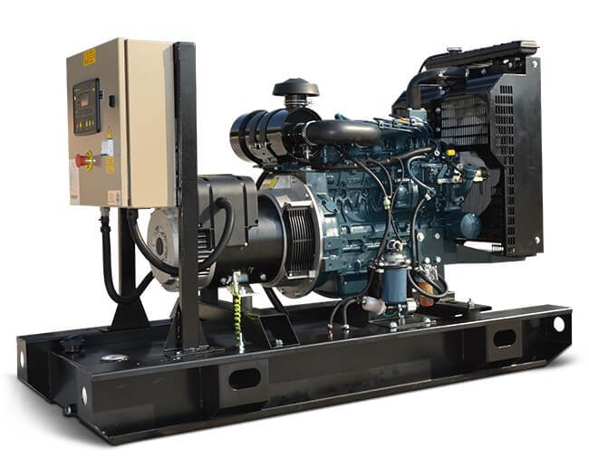 Open generator set with control panel